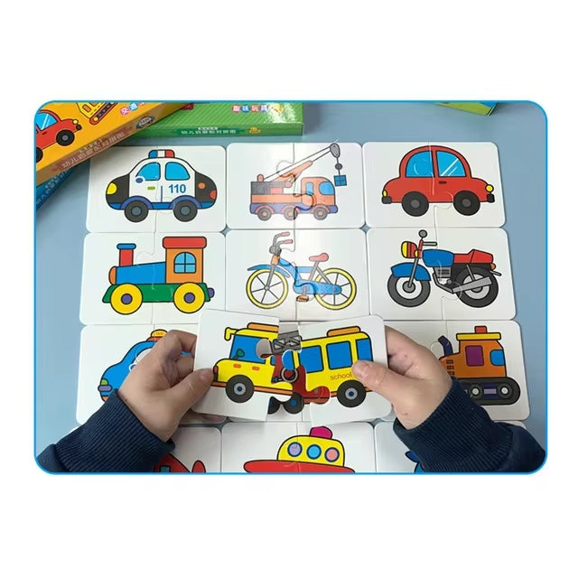 32 Pcs Montessori Toddler Card Matching Education Puzzle Toy Cartoon Jigsaw (random Shape Puzzle)