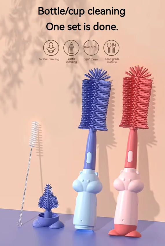 3-in-1 Silicone Baby Bottle Cleaning Brush Set – Pacifier, Straw, And Bottle Scrubber