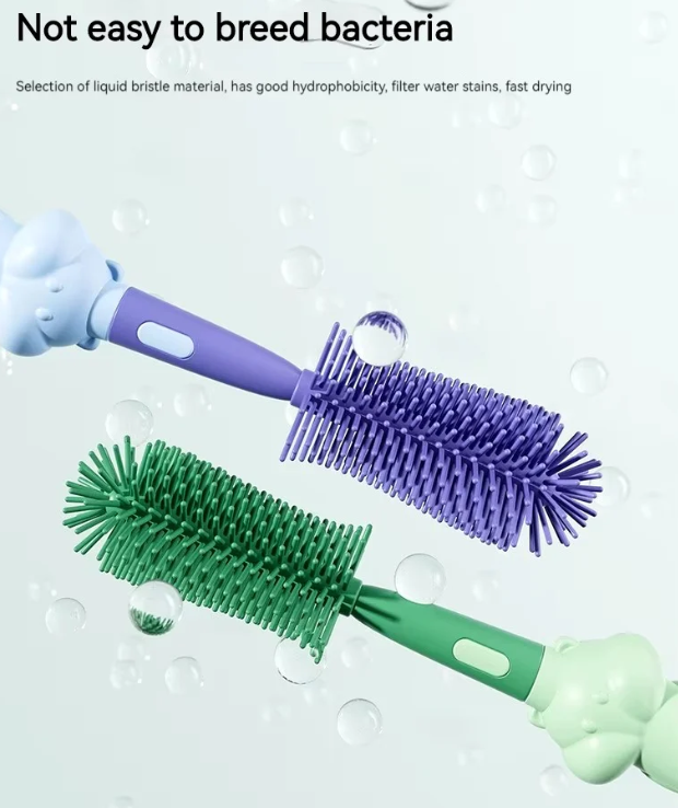 3-in-1 Silicone Baby Bottle Cleaning Brush Set – Pacifier, Straw, And Bottle Scrubber