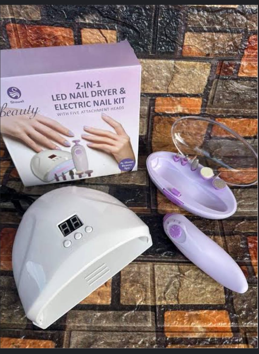 2 In 1 Led Nail Dryer And Electric Nail Kit | Nail Dryer Led Lamp And Manicure Led Nail Dryer & Electric Nail Kit With Five Attachments Heads