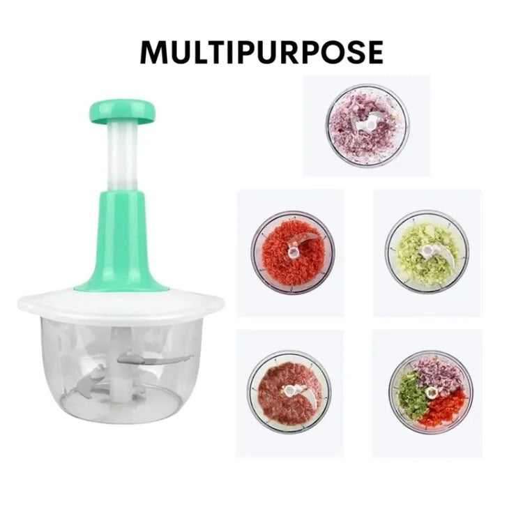 Manual Hand Operated 2000 Ml Litter Chopper Pump Action With Free 3 Blades Food Processor Portable Container And Easy To Clean Kitchen Gadget. (random Color)