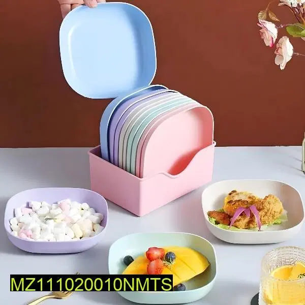 10 Pcs Colorful Plates Set With Stand